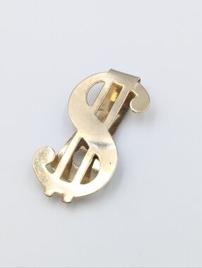 4/24$   Vintage dollar sign gold tone money clip